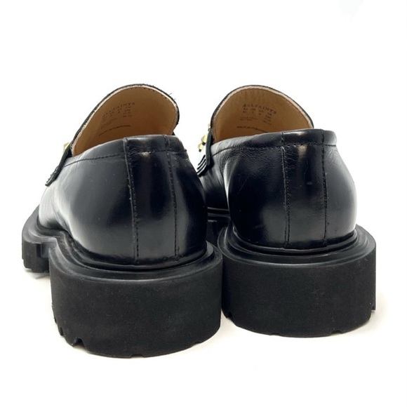 Allsaints Lola Studded Apron Toe Loafers Women's Size 6 Black Leather Gold Stud - Picture 6 of 14